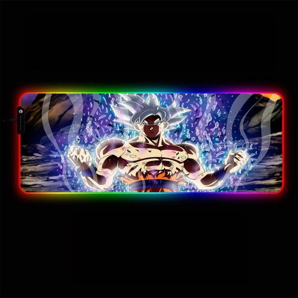 Dragon Ball Ultra Instinct Goku RGB Gamer Mouse Pad Large Computer Desk Mat XXL PC Gaming Mousepad 350x250x3mm Official Anime Mousepad Merch